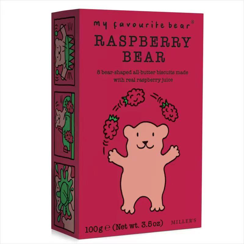 英国进口米勒家卡通小熊曲奇饼干树莓味香蕉巧克力味年货礼物零食