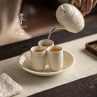 手工主人杯家用陶瓷功夫茶具个人专用品茗杯单茶杯 寻心定窑白中式
