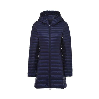 秋冬中长款羽绒服女新款保暖轻薄立领连帽修身白鸭绒外套反季清仓