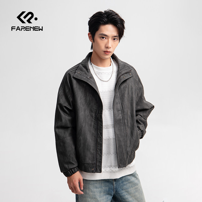 凡人优品男士休闲百搭皮衣外套