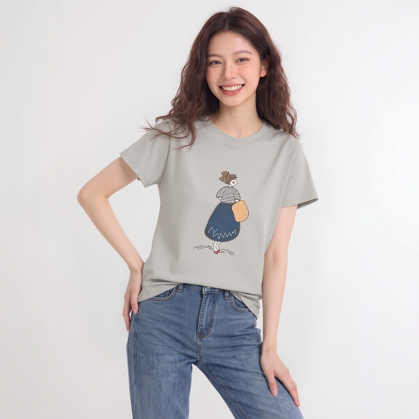 卡通风短袖T恤女夏季新款小女孩印花宽松百搭显瘦上衣644图片