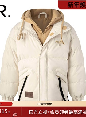 凡人优品男士棉服连帽假两件棉服情侣款外套E013CP