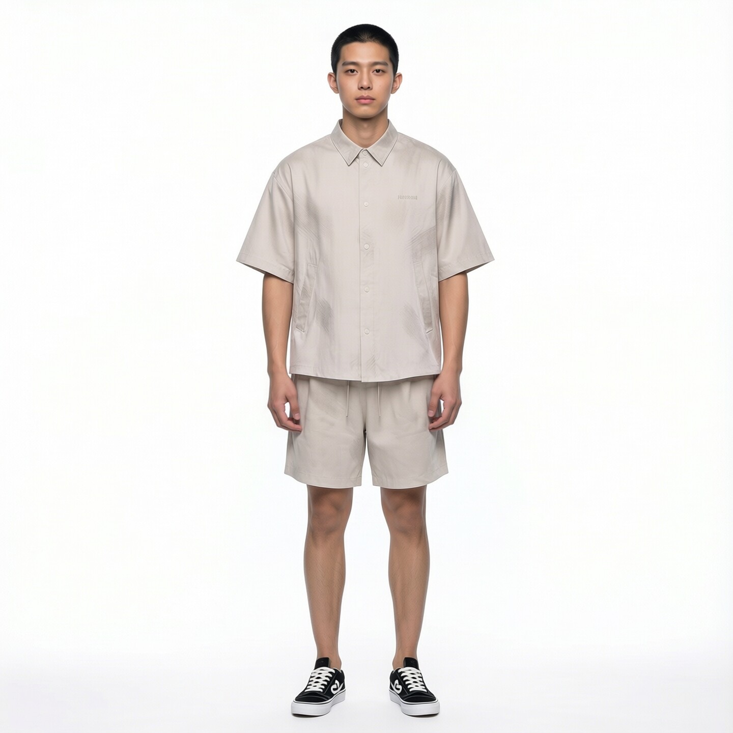 凡人优品短袖衬衫短裤套装男夏季二件套G282