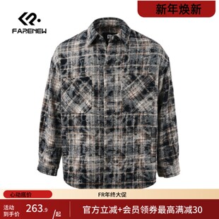 凡人优品男士外穿衬衫外套长袖厚款格子美式嘻哈C117