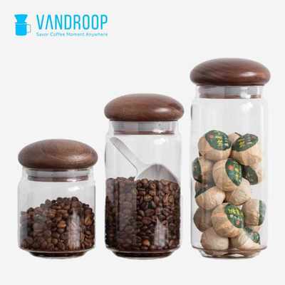 VANDROOP 咖啡粉密封罐食品级玻璃咖啡豆分装透明防潮家用储存罐