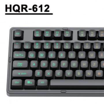 怀启睿612-炫酷黑色外观炫彩渐变键帽+音量旋钮竞技 办公机械键盘
