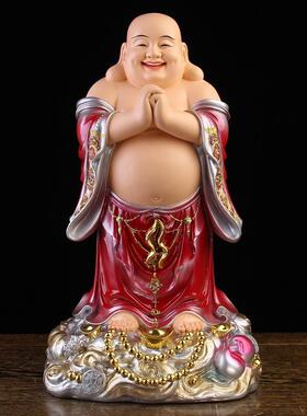 笑佛像大肚开心弥勒佛像菩萨树脂仿铜站像家用招财供奉办公室摆件