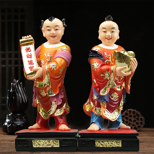 招财进宝童子摆件招财童子进宝郎君神像财神护法手工树脂摆件12寸