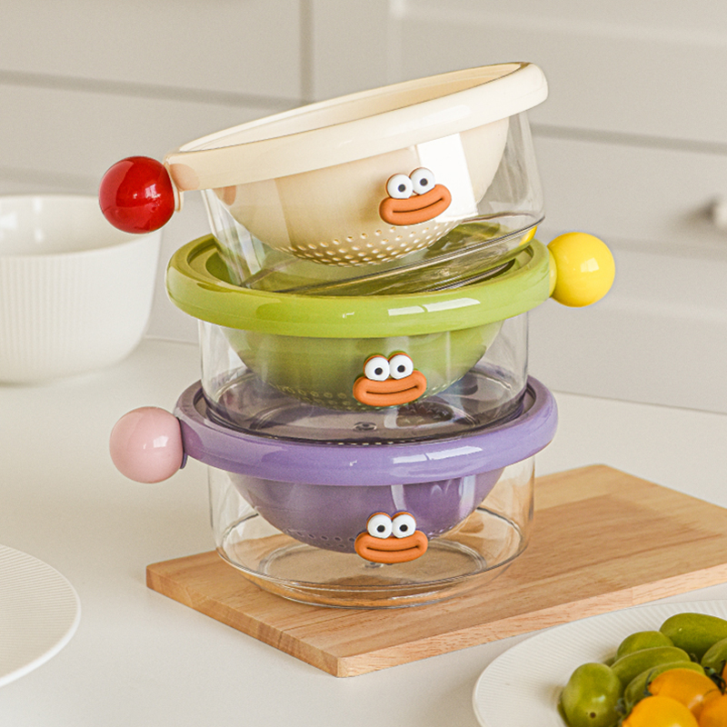 可爱精致沥水篮双层洗水果神器