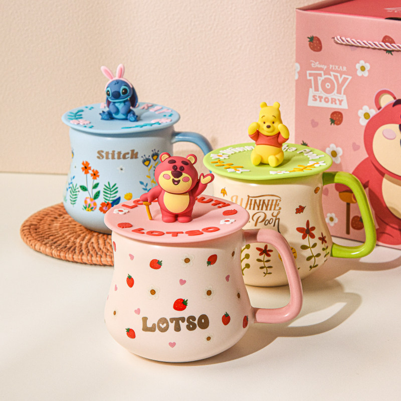 迪士尼卡通马克杯带盖陶瓷杯礼盒情侣闺蜜生日礼物水杯高颜值实用,餐饮具,马克杯,淘宝优惠券,粉丝福利购,淘宝优惠卷