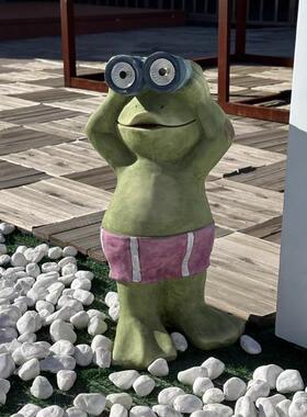 速发落地小庭士守蛙太能电子夜灯户外卫院花园青望装饰品摆件杂货