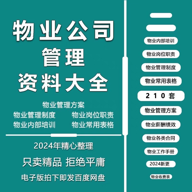 物业公司全套资料管理制度岗位职责薪酬绩效保安培训手册表格模板