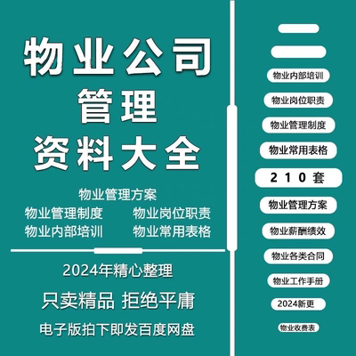 物业公司全套资料管理制度岗位职责薪酬绩效保安培训手册表格模板