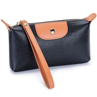 好皮手拿包女气质可放手机手腕带软皮拉链款长款钱包化妆包女