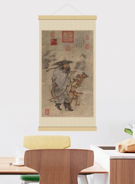 明朝-朱见深《岁朝佳兆图》微喷实木挂轴玄关客厅装饰画驱邪招财