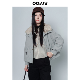 oo&vv港风毛领派克外套女2025冬短款 潮流保暖羽绒服上衣 夹克时尚