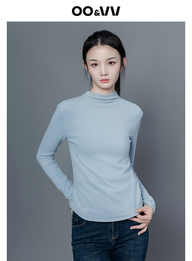 oo&vv舒适保暖半高领打底衫女内搭2025秋冬新款修身显瘦长袖上衣