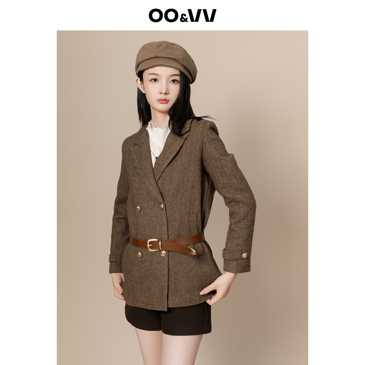 oo&vv老钱风羊毛呢西装外套女2025秋冬新款加厚高级感双排扣西服,女装/女士精品,西装,淘宝优惠券,粉丝福利购,淘宝优惠卷