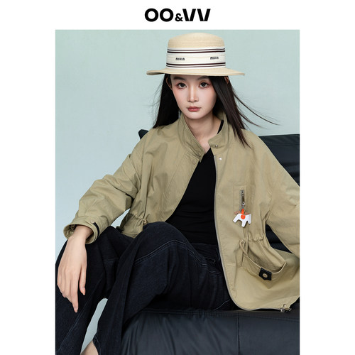 oo&vv美式复古立领硬朗工装风衣女2026春短款多口袋户外休闲外套
