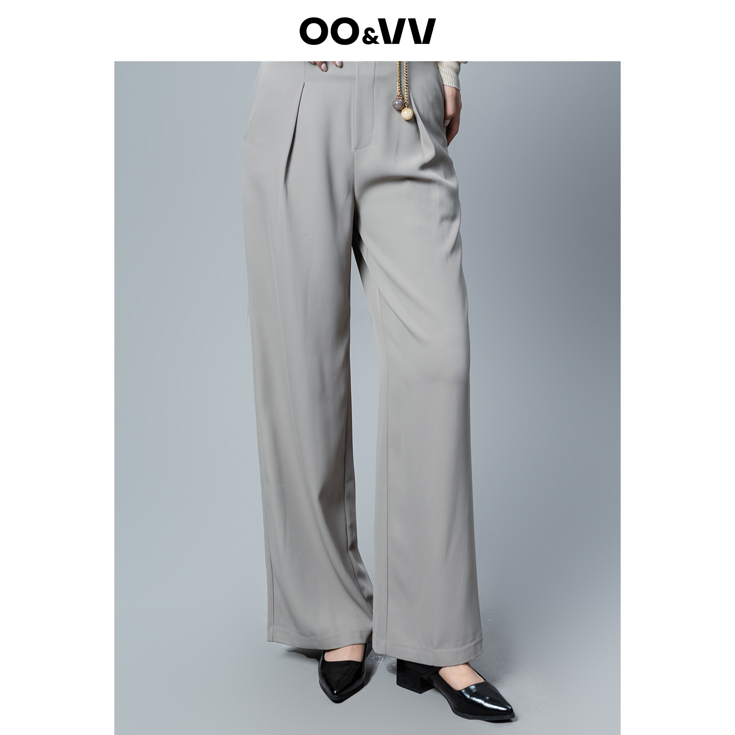 oo&vv垂感顺滑时尚直筒西装长裤女2025秋冬新款通勤气质阔腿裤子