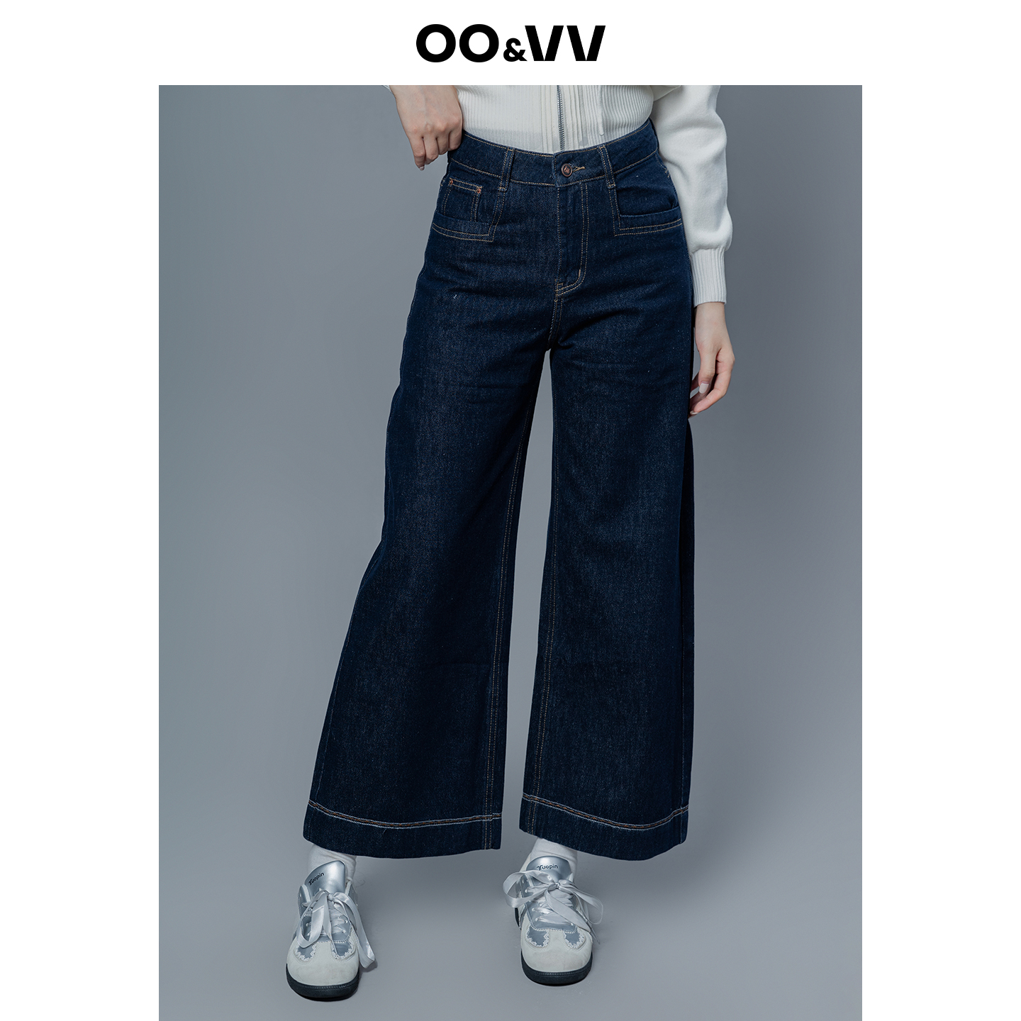 oo&vv复古宽松阔腿大喇叭牛仔裤女25秋冬高腰显瘦棉质休闲裤子新