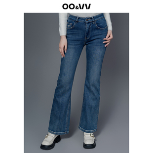 oo&vv复古加绒微喇牛仔裤女2025秋冬新款显瘦百搭修身弹力阔腿裤
