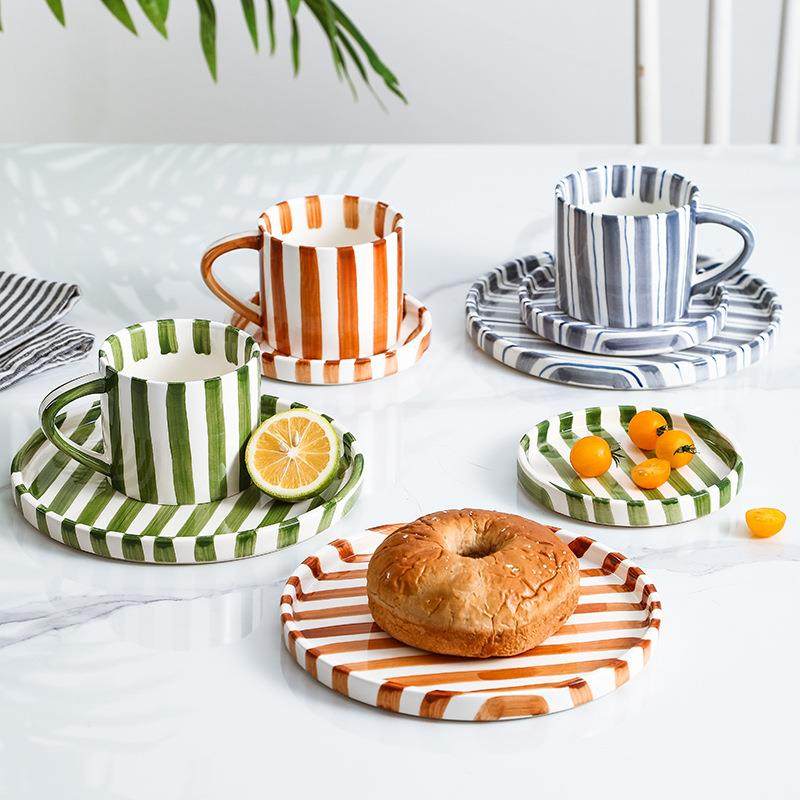 简约陶瓷咖啡杯碟高颜值咖啡杯碟套装家用水杯下午茶欧式杯碟ins,餐饮具,咖啡套具,淘宝优惠券,粉丝福利购,淘宝优惠卷