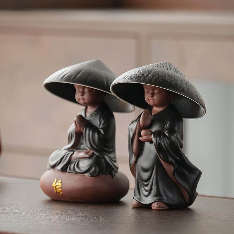 高档陶瓷斗笠茶漏创意小和尚茶滤茶盘禅意摆件泡茶公道杯紫砂茶具,餐饮具,茶滤,淘宝优惠券,粉丝福利购,淘宝优惠卷