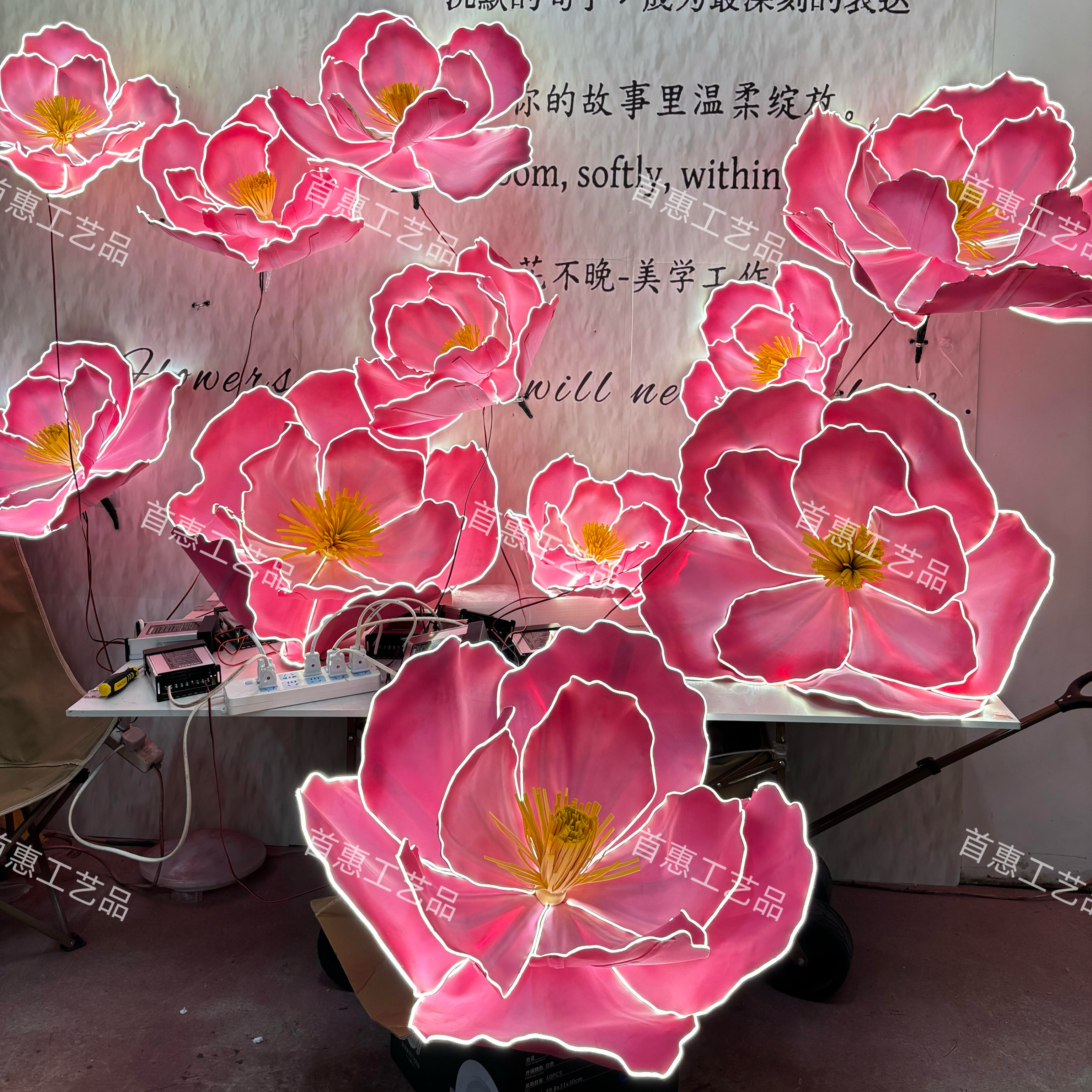 发光牡丹仿真花花艺eva美陈造景