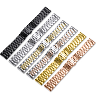 瑞士罗马手表带钢带ROAMER1888男女通用不锈钢表链20mm蝴蝶扣22mm