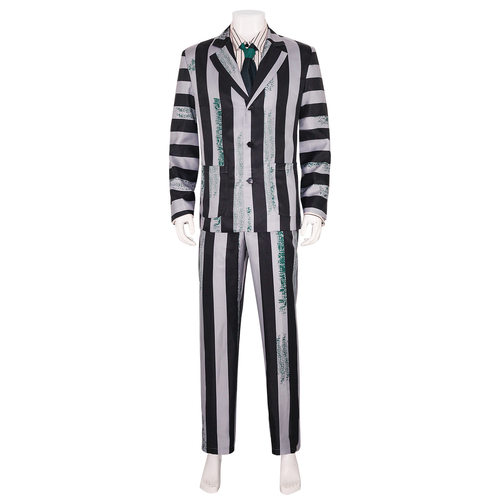 甲壳虫汁cosplay服装黑白条纹西装百老汇beetlejuice阴间大法师