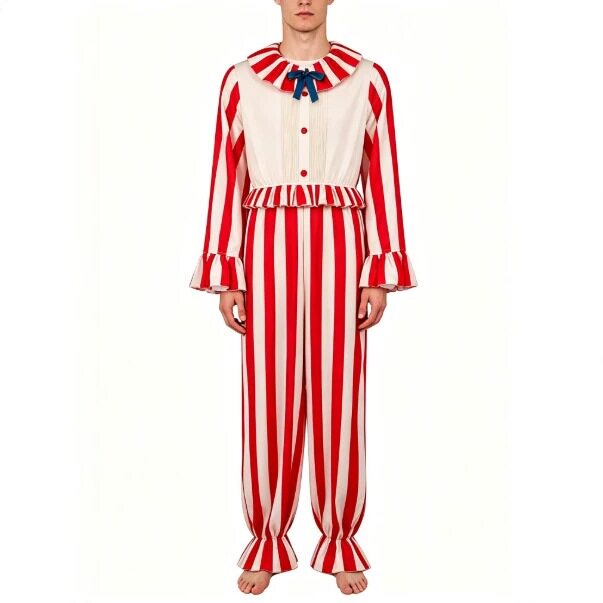万圣节恐怖小丑cos服玉米小丑条纹连体衣万圣节恐怖晚会装扮服