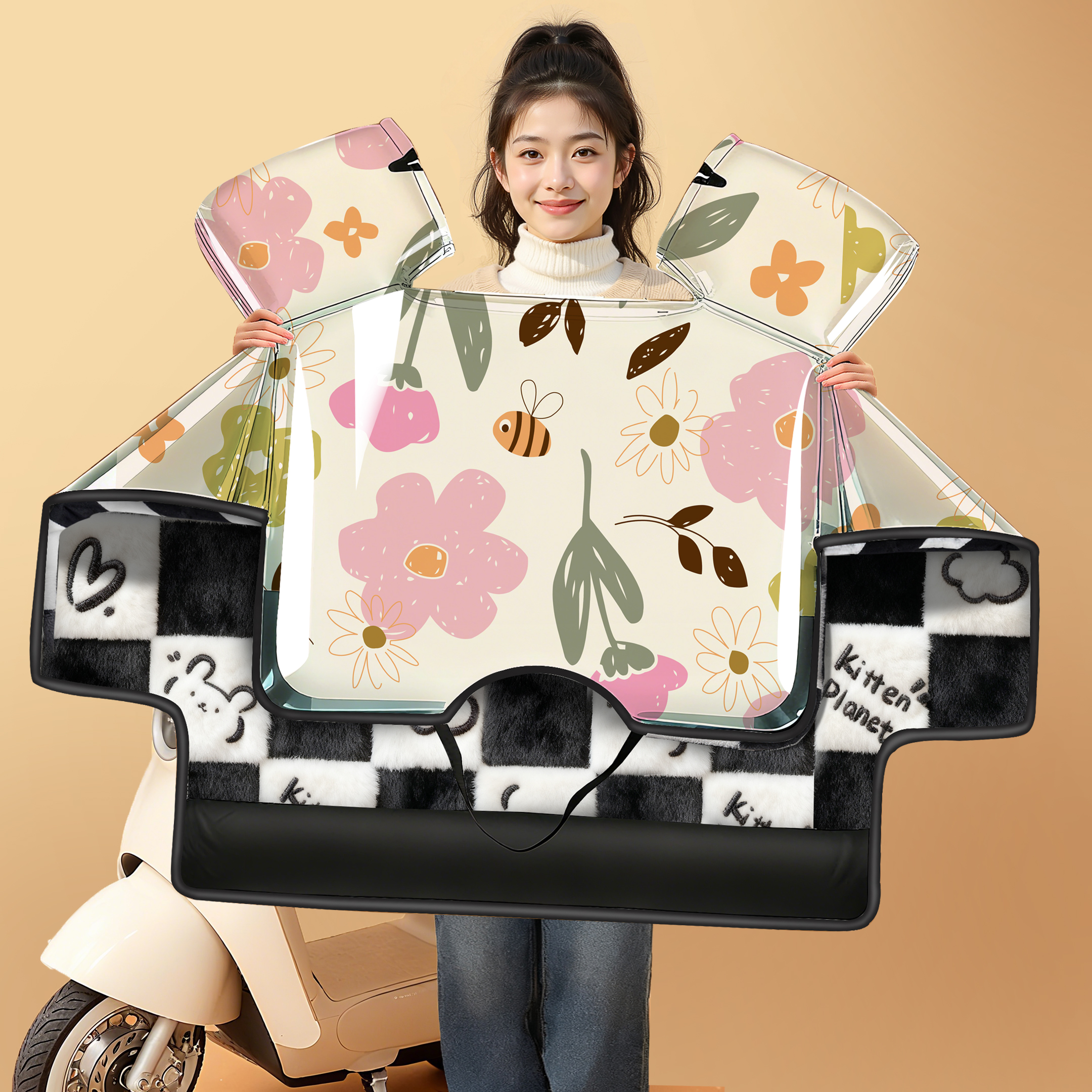 【带防雨膜】2025新款冬季电动车加绒加厚挡风被防水电瓶车挡风罩