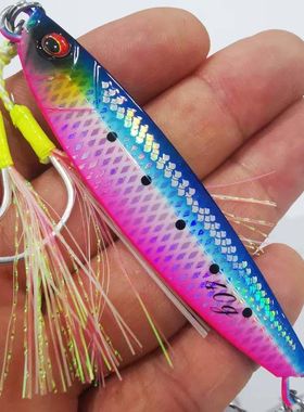 TWM 残鳞马牌夜光海钓路亚铁板鲅鱼刀鱼双钩路亚饵鱼饵渔具三本钩