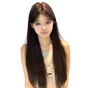 【奶茶妹妹】束朵假发女长直发网红风日常新款自然时尚修脸全头套