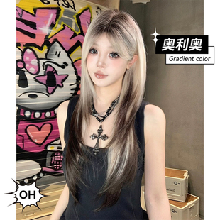 束朵假发女新款高层次长直发日常网红自然辣妹韩系氛围感全头套式