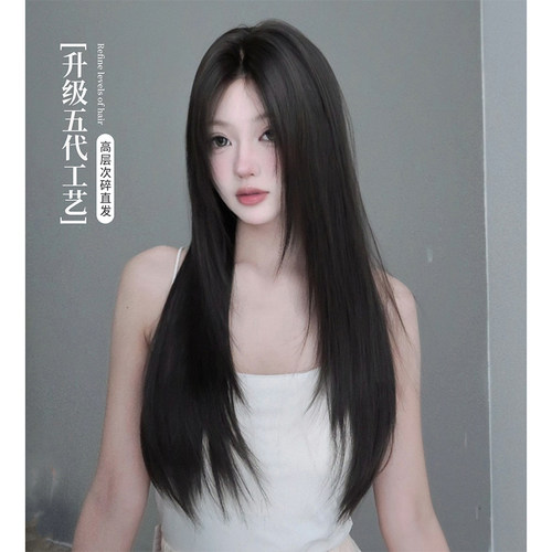 束朵假发女升级款前额蕾丝日常网红高层次碎直发自然逼真全头套式