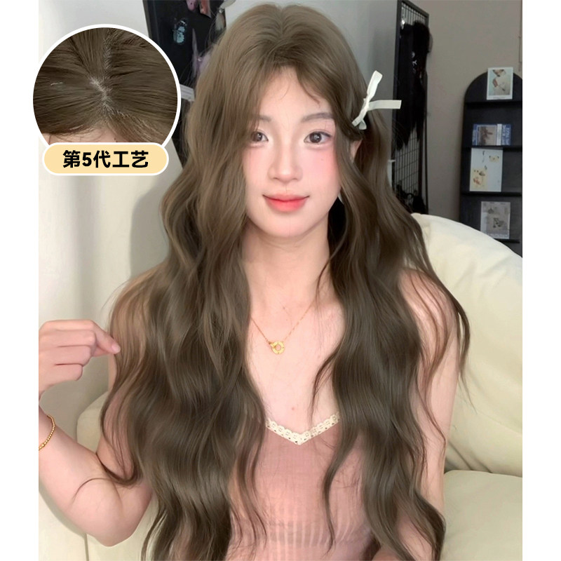 SHUDUO/束朵假发灰棕水波纹卷前蕾丝时尚气质l网红同款假发全头套,美发护发/假发,日常整顶假发,淘宝优惠券,粉丝福利购,淘宝优惠卷