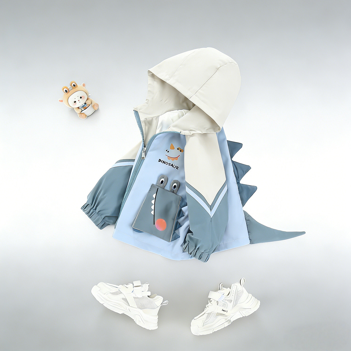 男童春装连帽外套2026春秋卡通洋气休闲风衣婴儿小宝宝拉链夹克服