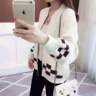 春秋季 年针织外女装 外套穿潮女士短款 上衣开衫 早宽松毛衣2021新款