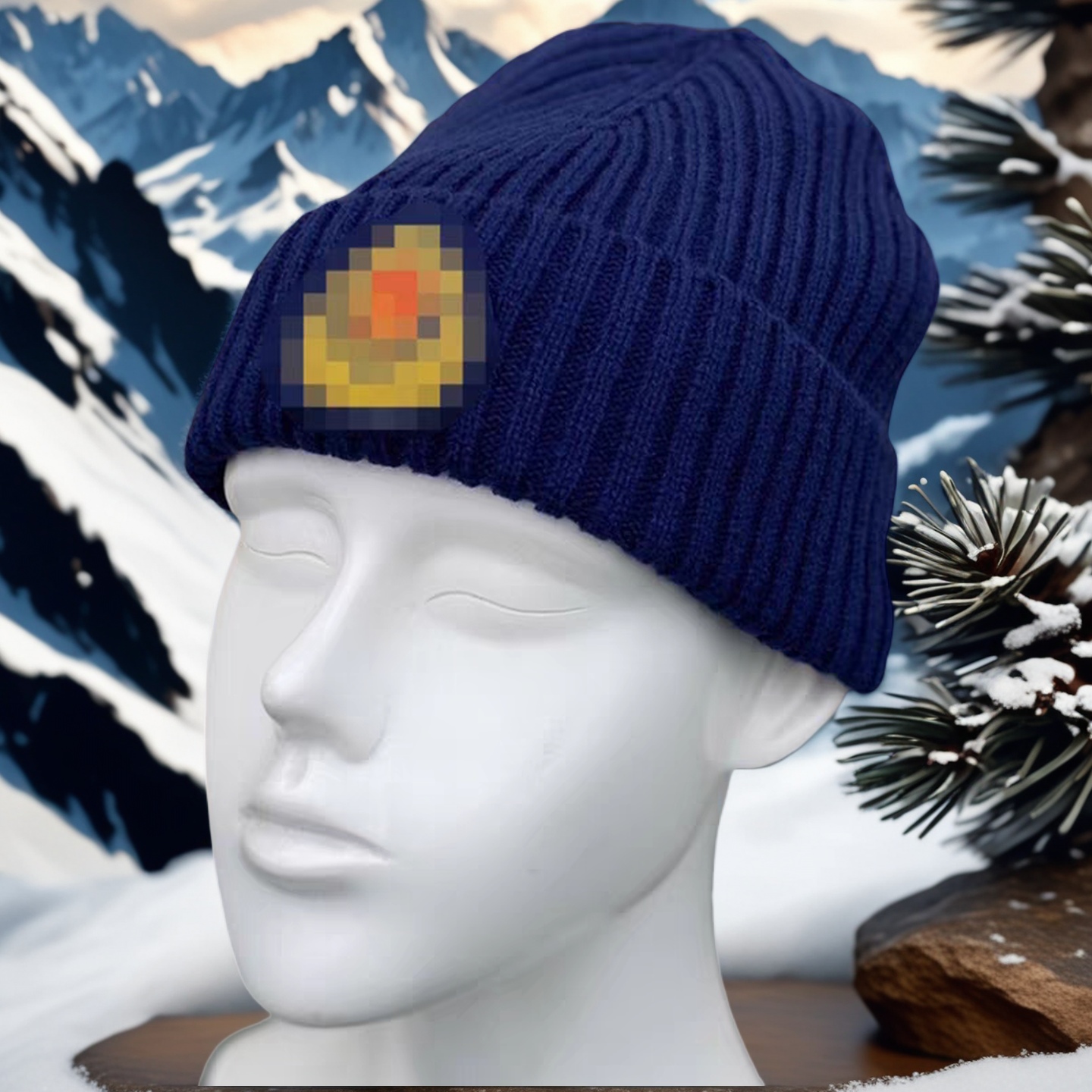 消防火焰蓝冬季体能训练帽加绒混纺针织帽防寒保暖蓝色作训帽