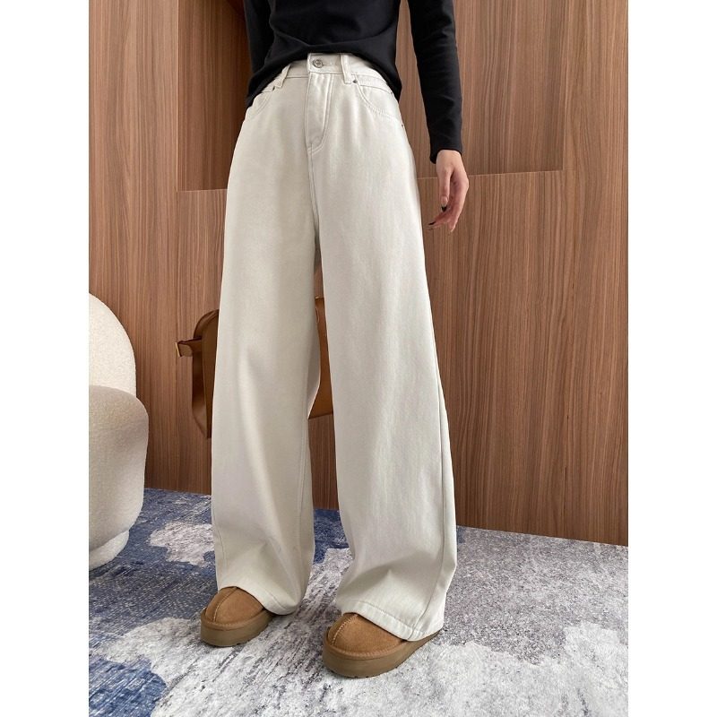 简简 新晋裤 梨形身材垂感直筒阔腿拖地加绒牛仔裤显瘦 JJ6915