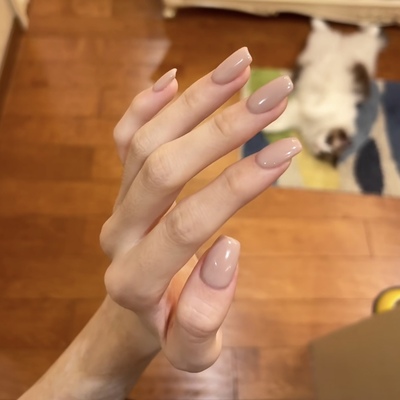 手工穿戴甲裸色老钱风气质纯色