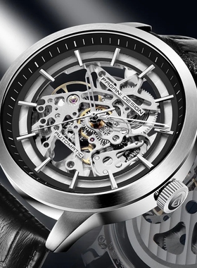 PAGANI时尚简约防水运动机械男士手表全自动镂空时尚真皮男腕表