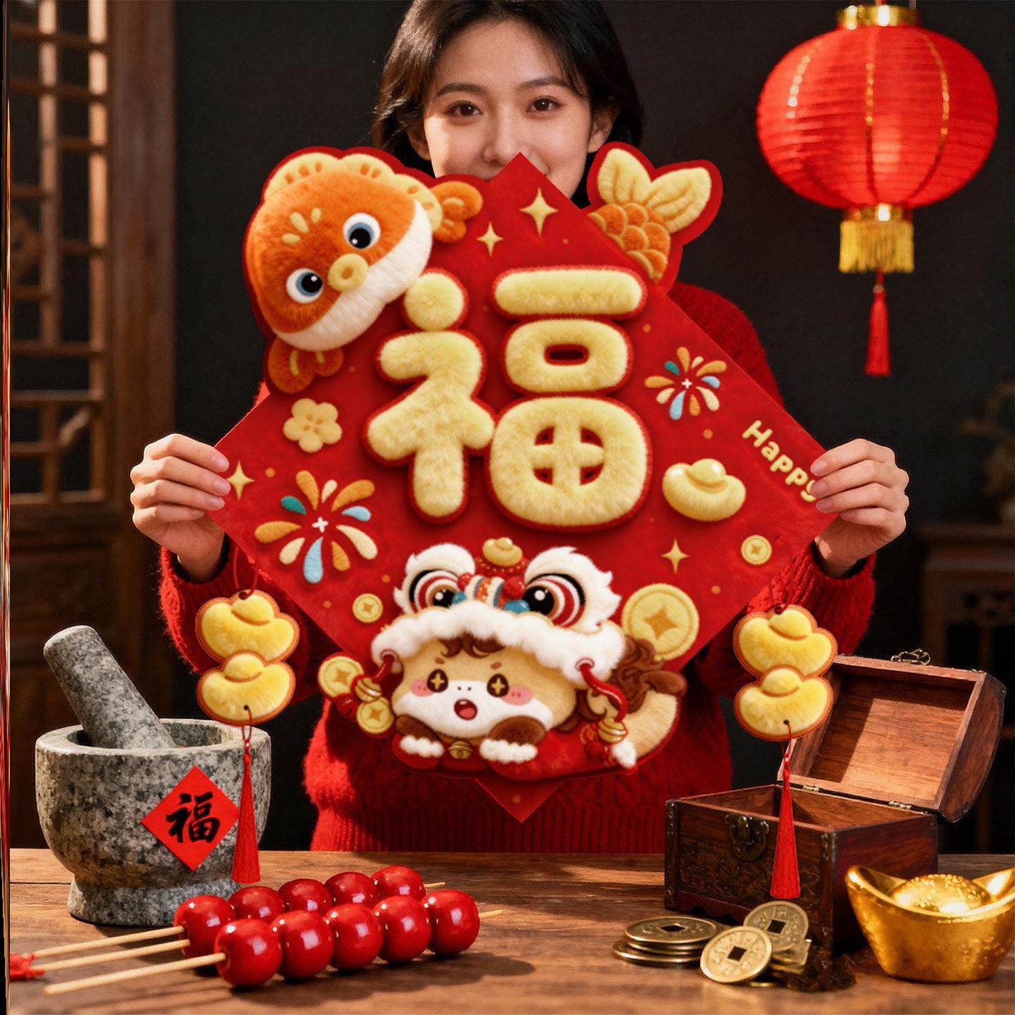 2026马年新款福字门贴卡通对联流苏福字挂件入户春联新年过年装饰,节庆用品/礼品,福字/窗花/窗贴,淘宝优惠券,粉丝福利购,淘宝优惠卷