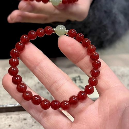 天然6m红玛瑙手链天然红玛瑙