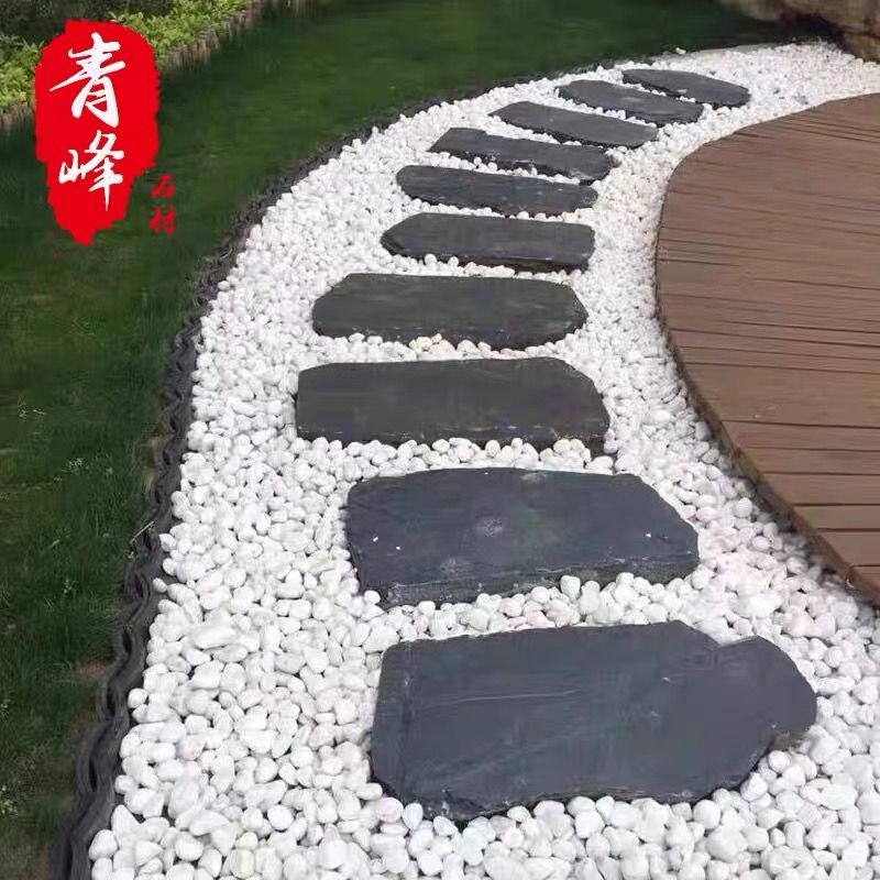 天然青石板户外庭院踏步石花园公园别墅铺室外院子地砖防滑汀步石