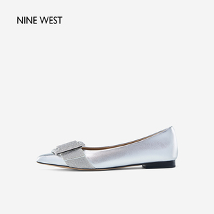 断码 Nine 清仓 女闪耀方扣钻平跟舒适一脚蹬 West 玖熙浅口单鞋