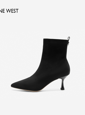Nine West/玖熙冬清仓弹力靴细高跟短靴女瘦瘦靴尖头优雅时尚女鞋