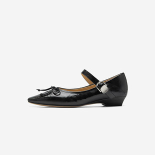 低跟女鞋 Nine 女小方头法式 玖熙2025年蝴蝶结单鞋 West